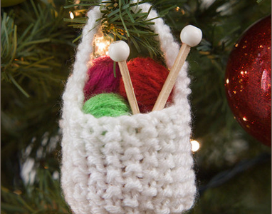 knit yarn basket ornament