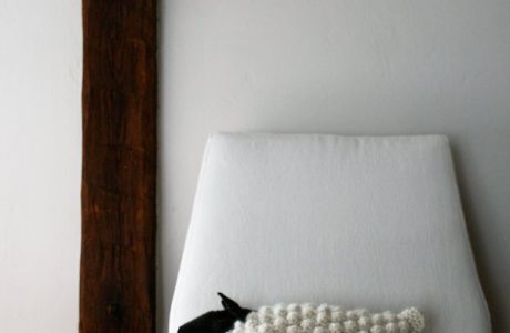bobble sheep knit pillow