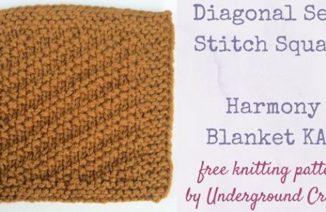 diagonal seed stitch blanket block