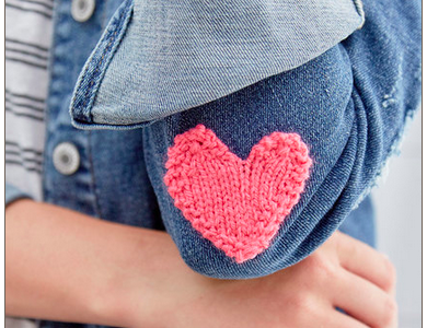 easy knit heart applique for valentine's day
