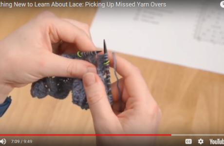 fix a missed yarn over in lace knitting