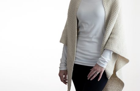 seed stitch triangle knit shawl