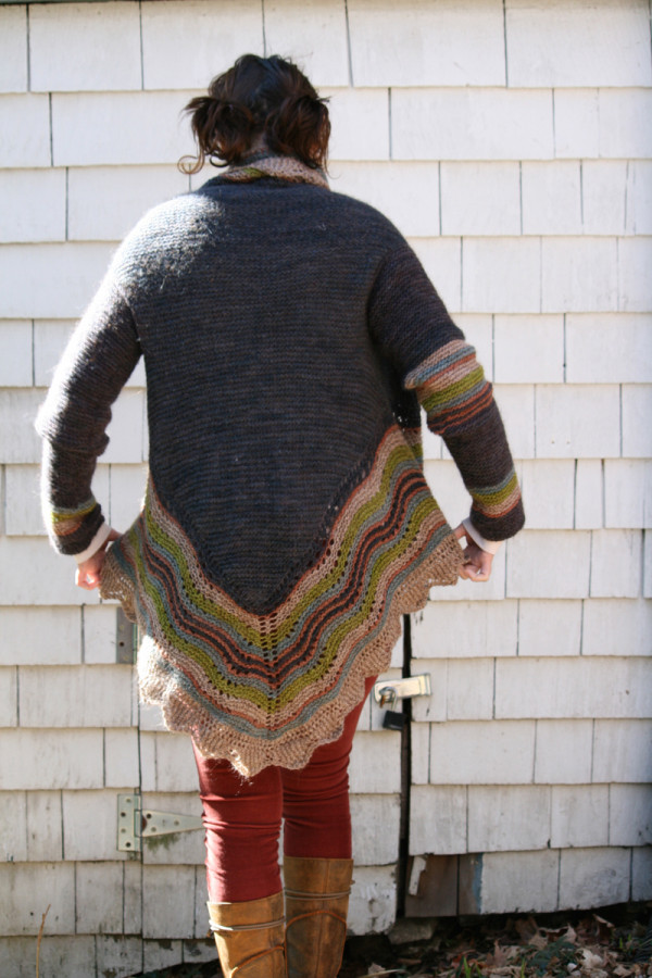 turn a shawl knitting pattern into a sweater