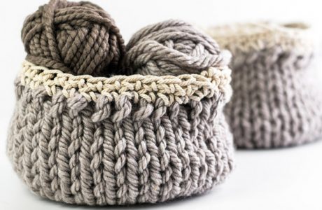 jumbo yarn knit baskets