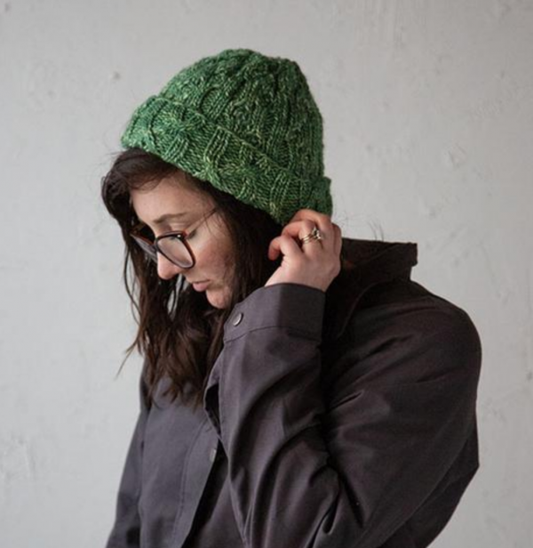 conifer cap cabled knitting pattern