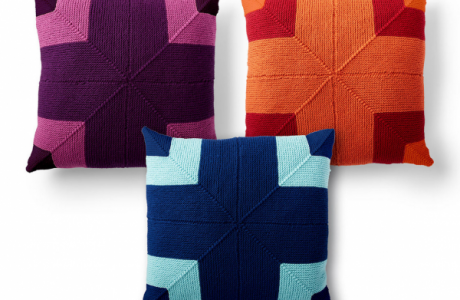 mitered square knit pillows