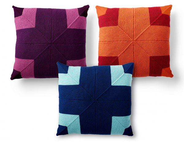 mitered square knit pillows