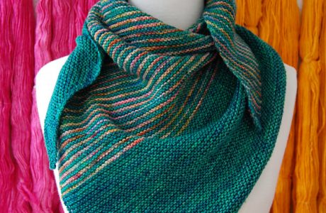 knit triangle striped shawl