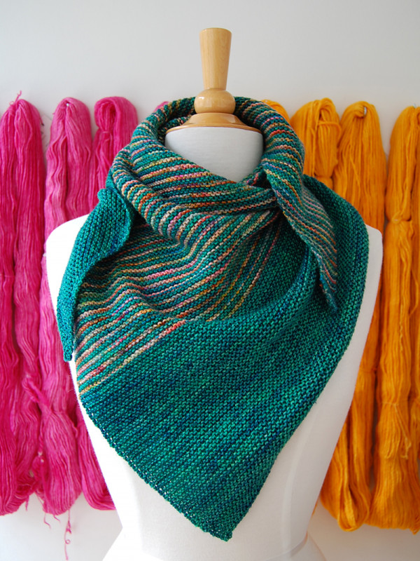 knit triangle striped shawl