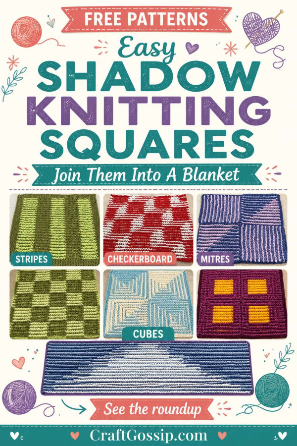 Easy Shadow Knitting Squares To Join Into A Blanket