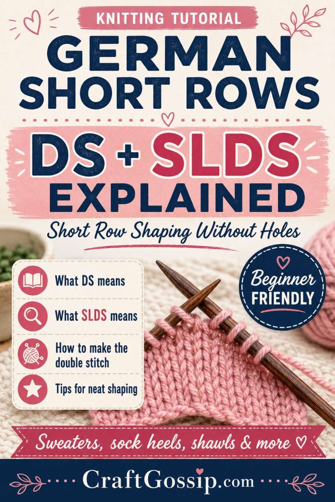 German Short Rows Knitting Tutorial: How To Work DS, SLDS And Short Row Shaping Without Holes